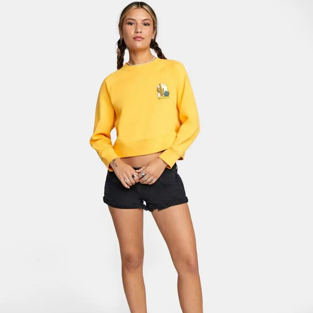 Like New RVCA Oasis Cropped Graphic Sweatshirt